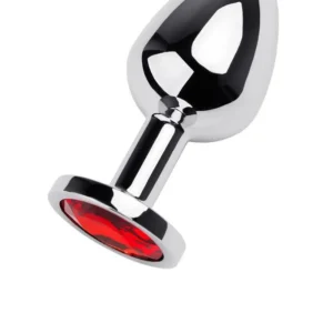 Metal by TOYFA Silver — anal plug with red crystal