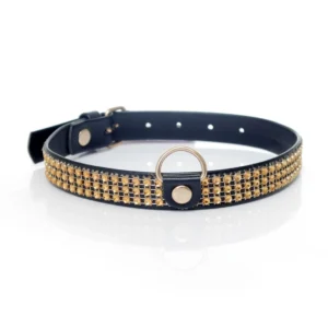 Fetish B - Series Collar with Crystals 2 cm Gold