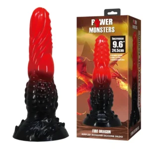 Power Monsters Fire Dragon — Textured Silicone Dildo, 24.5 cm