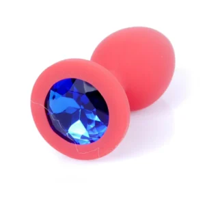 Plug-Jewellery Red Silicone Plug Small - Blue Diamond