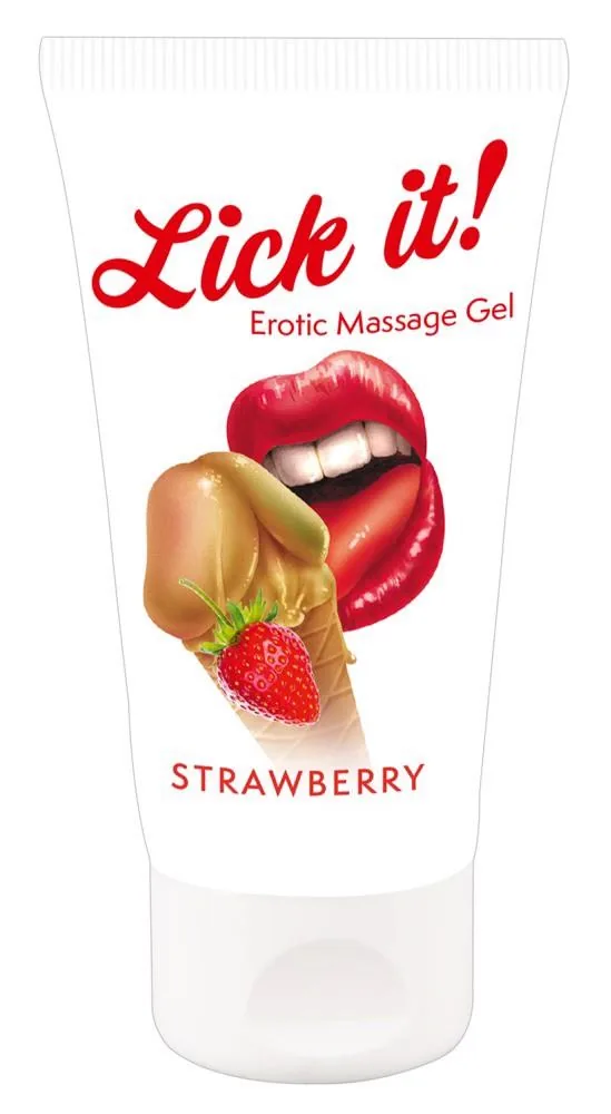 Lick it! Strawberry — edible massage gel with strawberry flavor, 50 ml