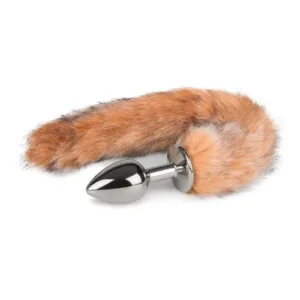 EasyToys Fox Tail Plug Silver Flared Base Contoured Metal