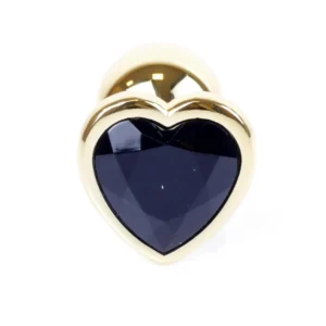 MyLove Toys Jewelry Gold Heart — Black Stainless Steel Anal Plug