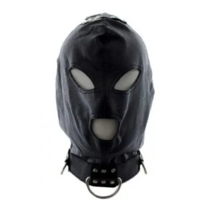 Bondage Mask Hook Mask+Collar Black