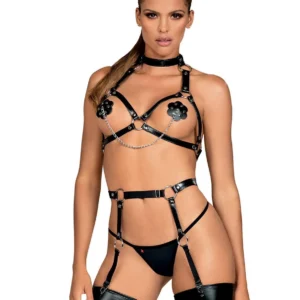 Obsessive A740 — Black Open Bra Harness