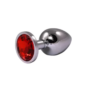 Fantasy Small Silver Butt Plug with Red Crystal