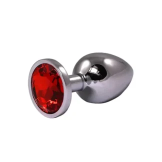 Small Silver Butt Plug with a Red Diamond