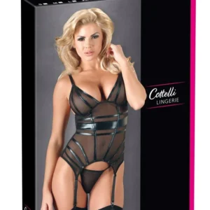 Cottelli LINGERIE Cami Suspender M — Sheer Camisole with Suspenders and Thong