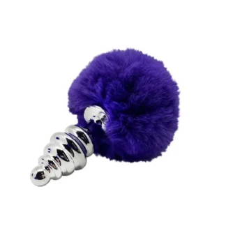 Plug-Metal Anal Fluffy Twist Plug S Dark Purple