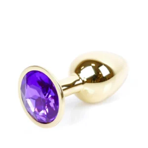 MyLove Toys Jewellery Gold Purple Stainless Steel Anal Plug with Jewel Accent