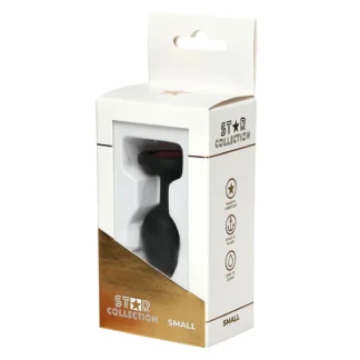 Star Collection - Black Silicone Anal Plug S - Pink Stone