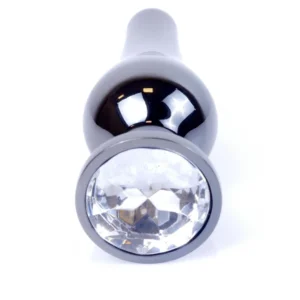 Plug-Jewellery Dark Silver BUTT PLUG- Clear