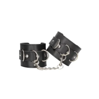 Ouch! Leather Cuffs Straps Metal Closure