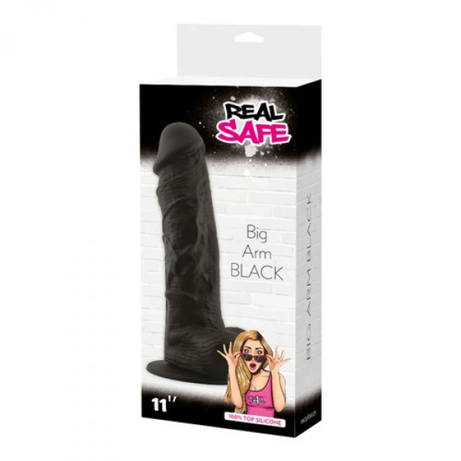 Real Safe Big Arm Black — realistic silicone dildo with suction cup