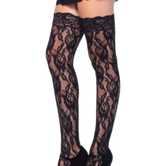 Rose Lace Stockings Black
