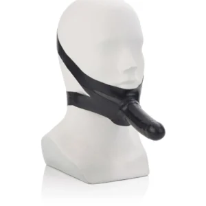 Calexotics The Accommodator Dong Black — Latex Gag with Dildo