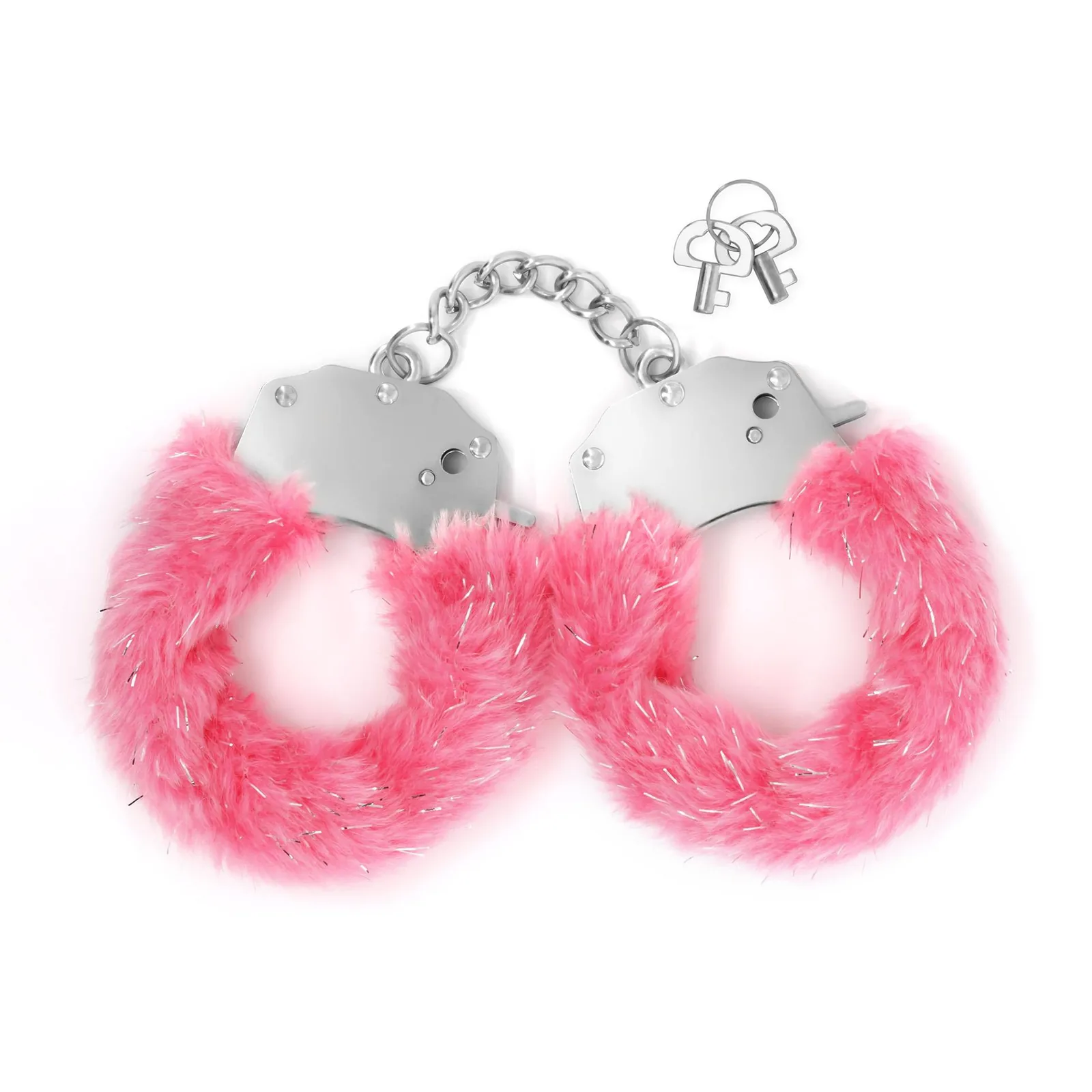 Crushious Spangle Metal Handcuffs with Plush in Pink