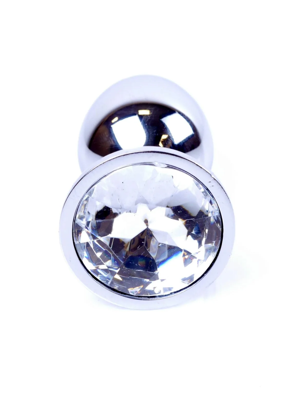 B - Series HeavyFun Plug-Jewellery Silver — metal anal plug with a clear crystal