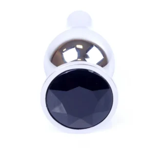 Plug-Jewellery Silver Butt Plug - Black
