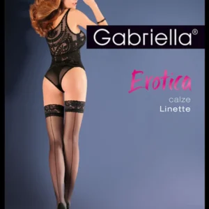 Lingerie - Sheer Stockings with Back Seam, EROTICA CALZE LINETTE, Black, S/M