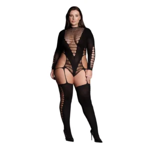 Le Désir Kalyke XXIII — Plus Size Bodysuit Stockings with Stand-Up Collar