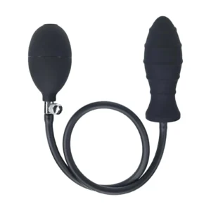 Ribbed Inflatable Silicone Anal Plug - Black