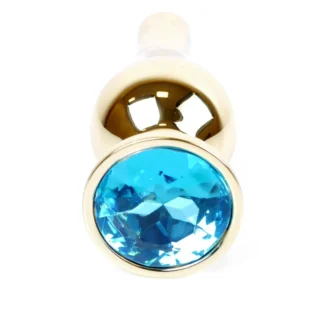 Plug-Jewellery Gold Butt Plug - Light Blue