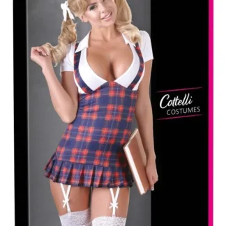Cottelli COSTUMES Schoolgirl L Blue/Red Plaid Dress w/ Suspenders