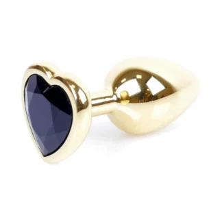 Plug-Jewellery Gold Heart PLUG- Black Crystal Base