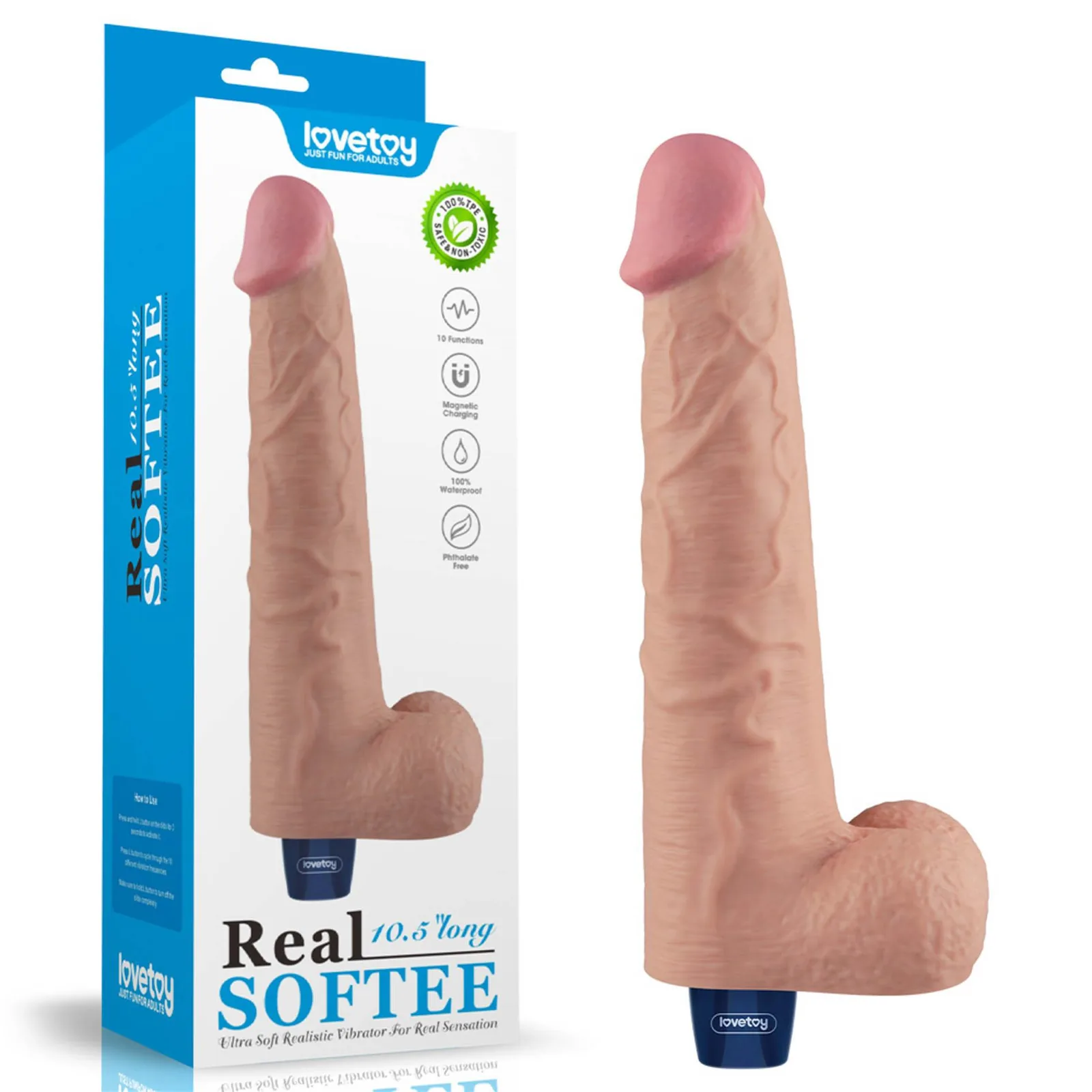 Lovetoy Real Softee 10.5 — TPE Vibrator, 10 Modes
