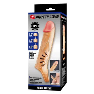 PRETTY LOVE - Penis Sleeve, TPE, 3 Removable 1-Inch Extenders