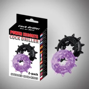 Cockdriller 2-pack Black/Purple cock ring 5 cm x 1.6 cm