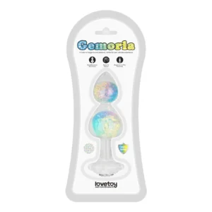 Lovetoy Gemoria silicone anal plug with dual glass balls