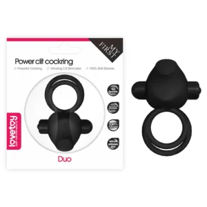 Lovetoy Power Clit Duo - Black Vibrating Silicone Cock Ring