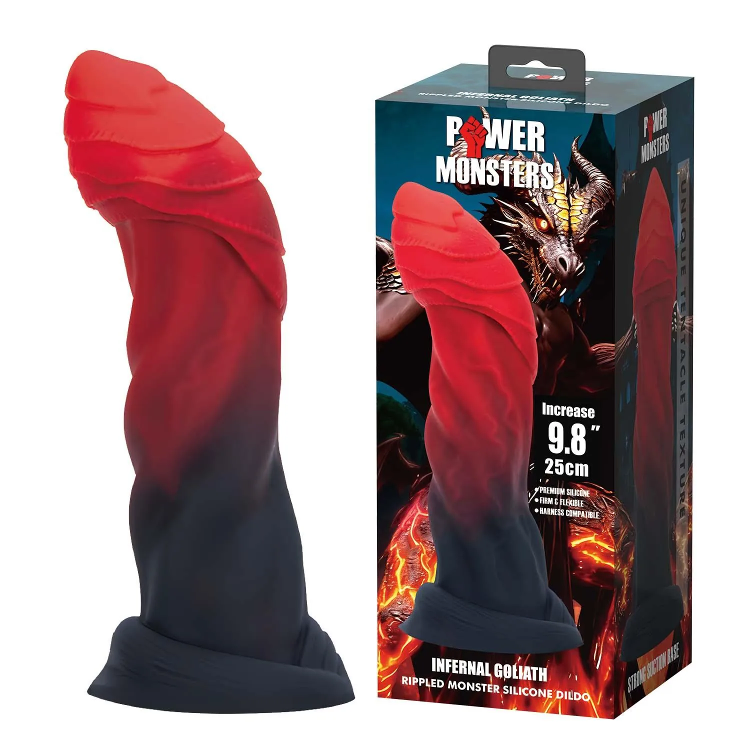 Power Monsters Infernal Goliath – 25 cm Rippled Monster Silicone Dildo - Image 2