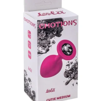 Anal Plug Emotions Cutie Medium Pink with Dark Black Crystal