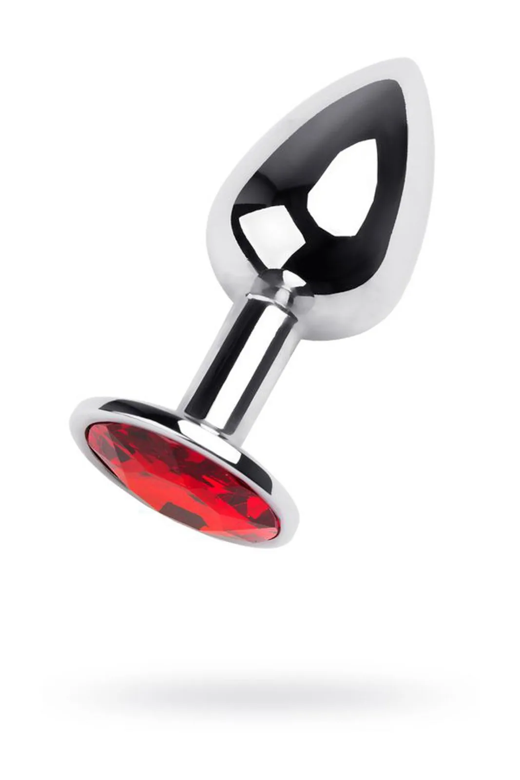 Silver Anal Plug TOYFA Metal with a Red Gem