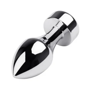 Metal by TOYFA Metal Anal Plug with Black Round Crystal