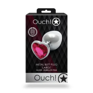 Ouch! Heart Gem Butt Plug — Extra-Large Aluminum Anal Plug with Faceted Base