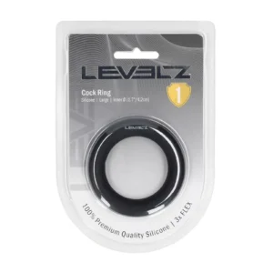 Levelz by Shots Liquid Silicone Cockring L — Black Silicone Erection Ring