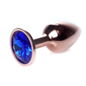B - Series HeavyFun Plug-Jewellery Red Gold PLUG — Dark Blue Metal Anal Plug