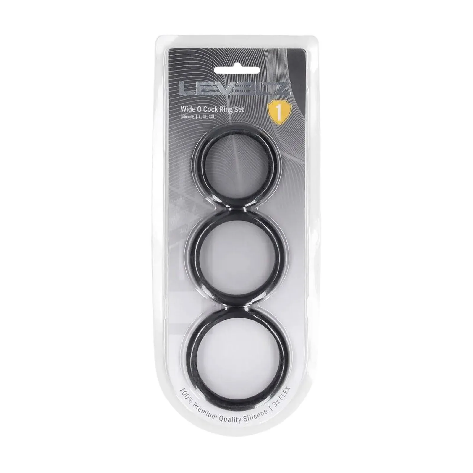 Wide O Silicone Cockring Set of 3 - L/XL/XXL - Black - Image 2