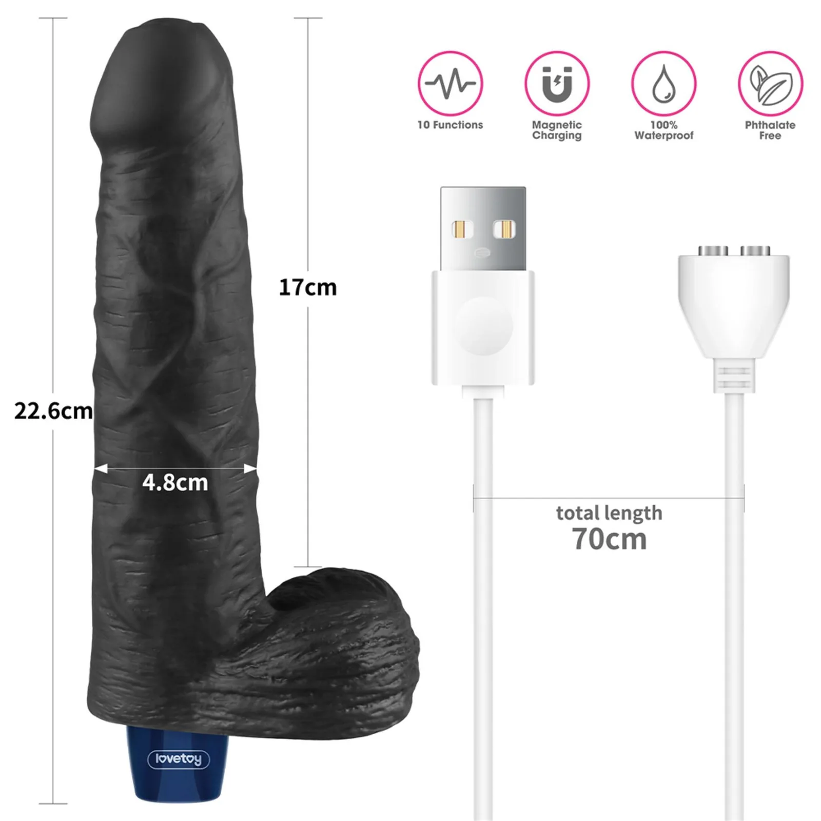 Lovetoy 9 Real Softee - Rechargeable TPE Vibrator, Black
