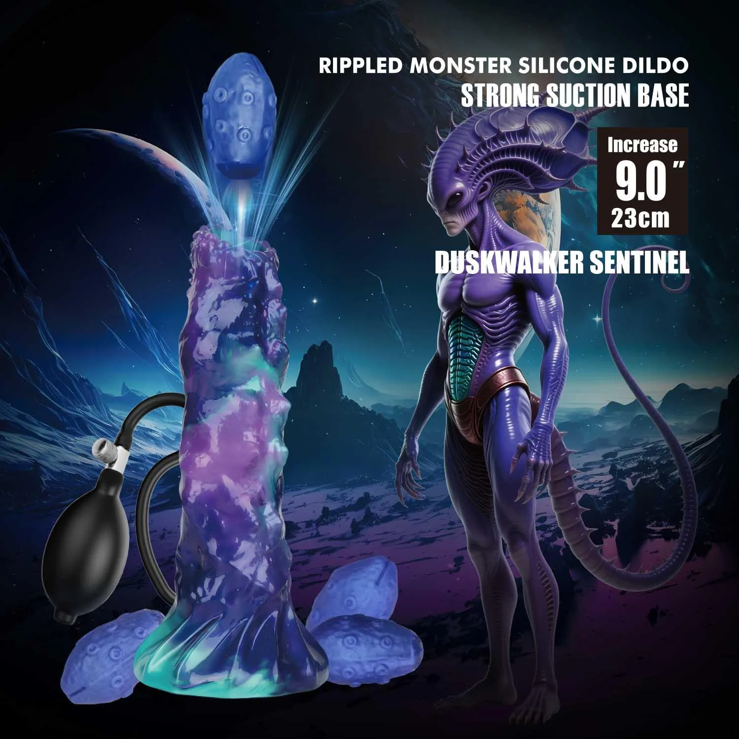 Power Monsters DuskWalker Sentinel — 23 cm Silicone Dildo with Textured Surface