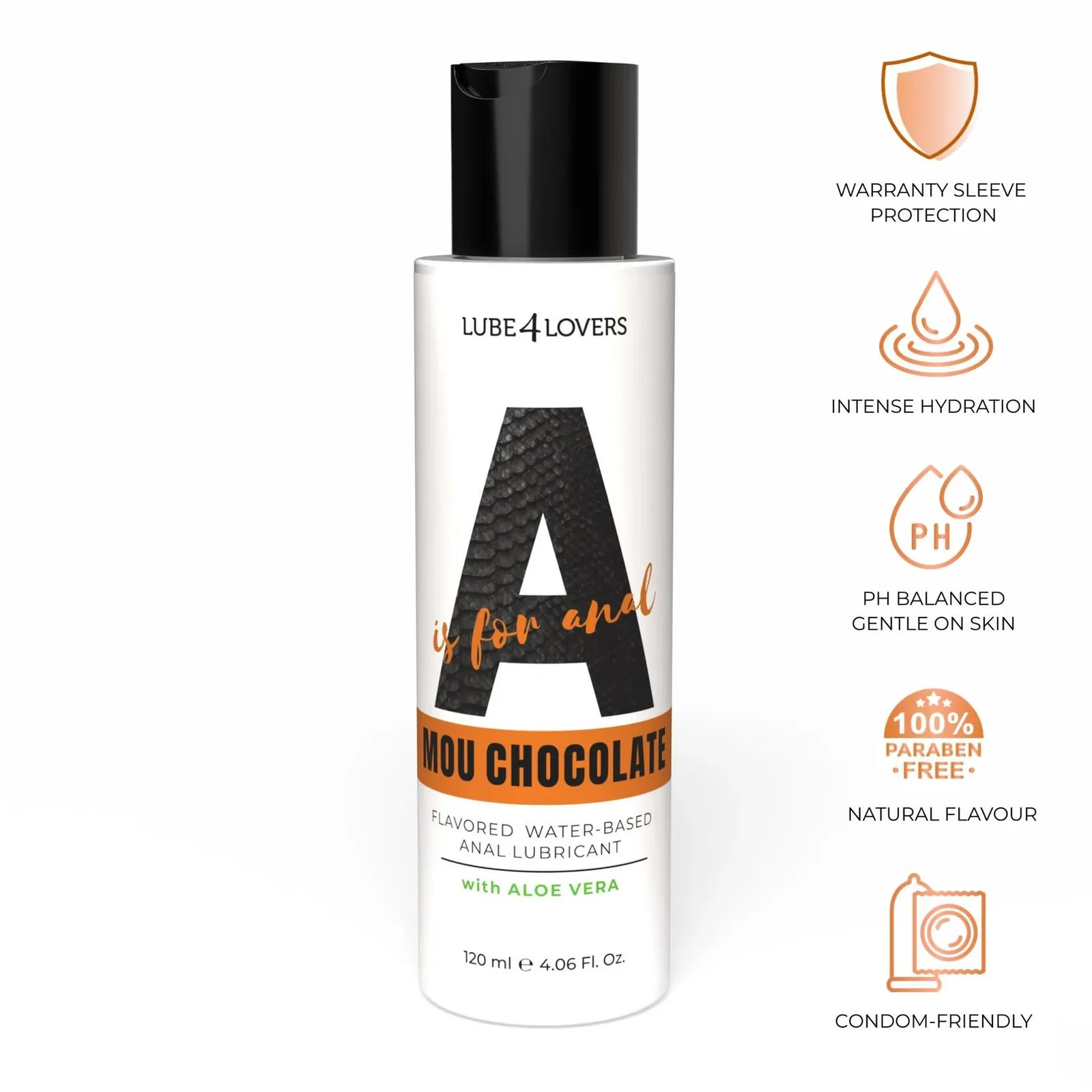 Lube4lovers A is for Anal Mou Chocolate — water-based anal lube, 120 ml
