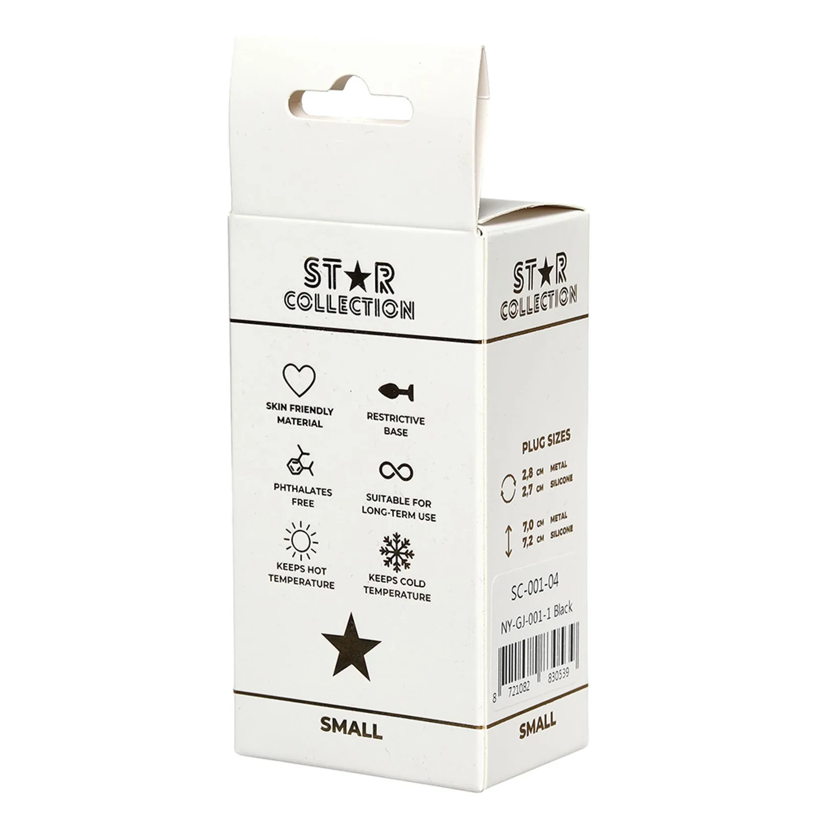 Star Collection - Black Silicone Anal Plug S - Light Blue Stone - Image 2