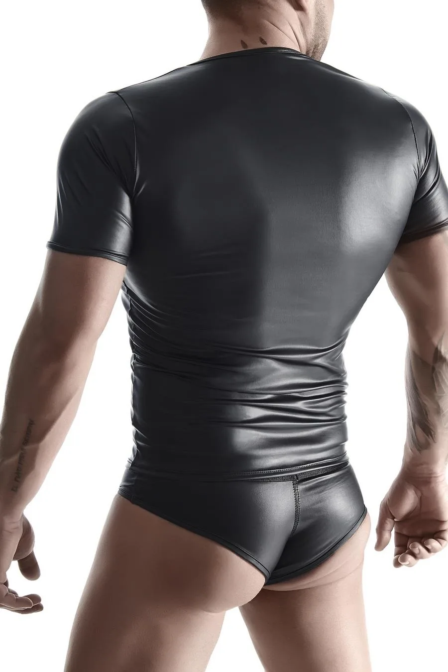 Men's Wet-Look Crew Neck T-Shirt XXL - Image 3