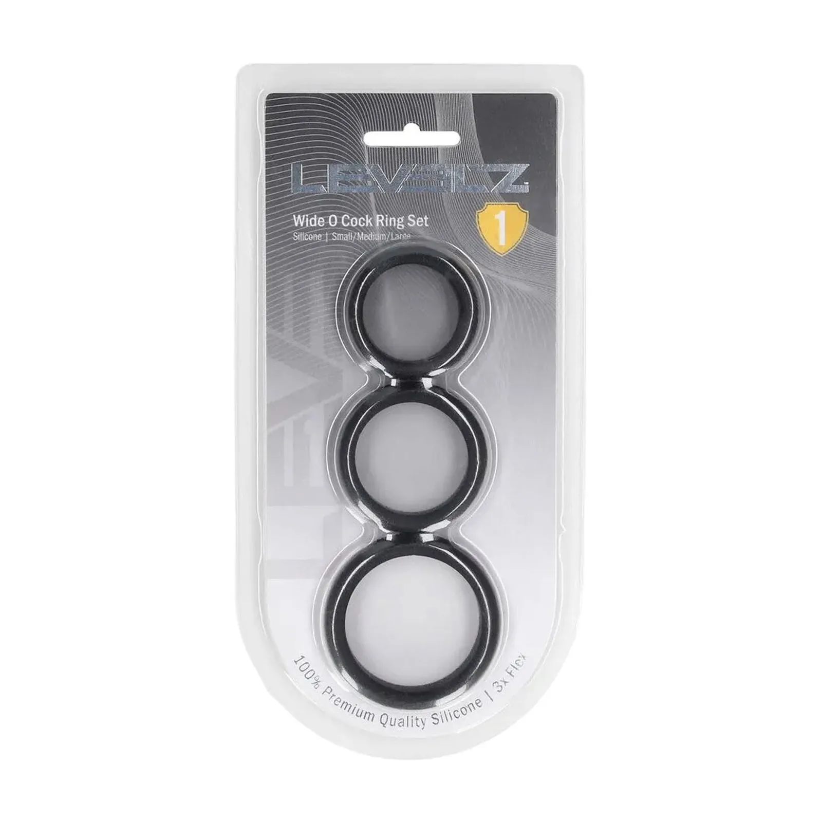 Wide O Silicone Cockring Set of 3 - S/M/L - Black - Image 2