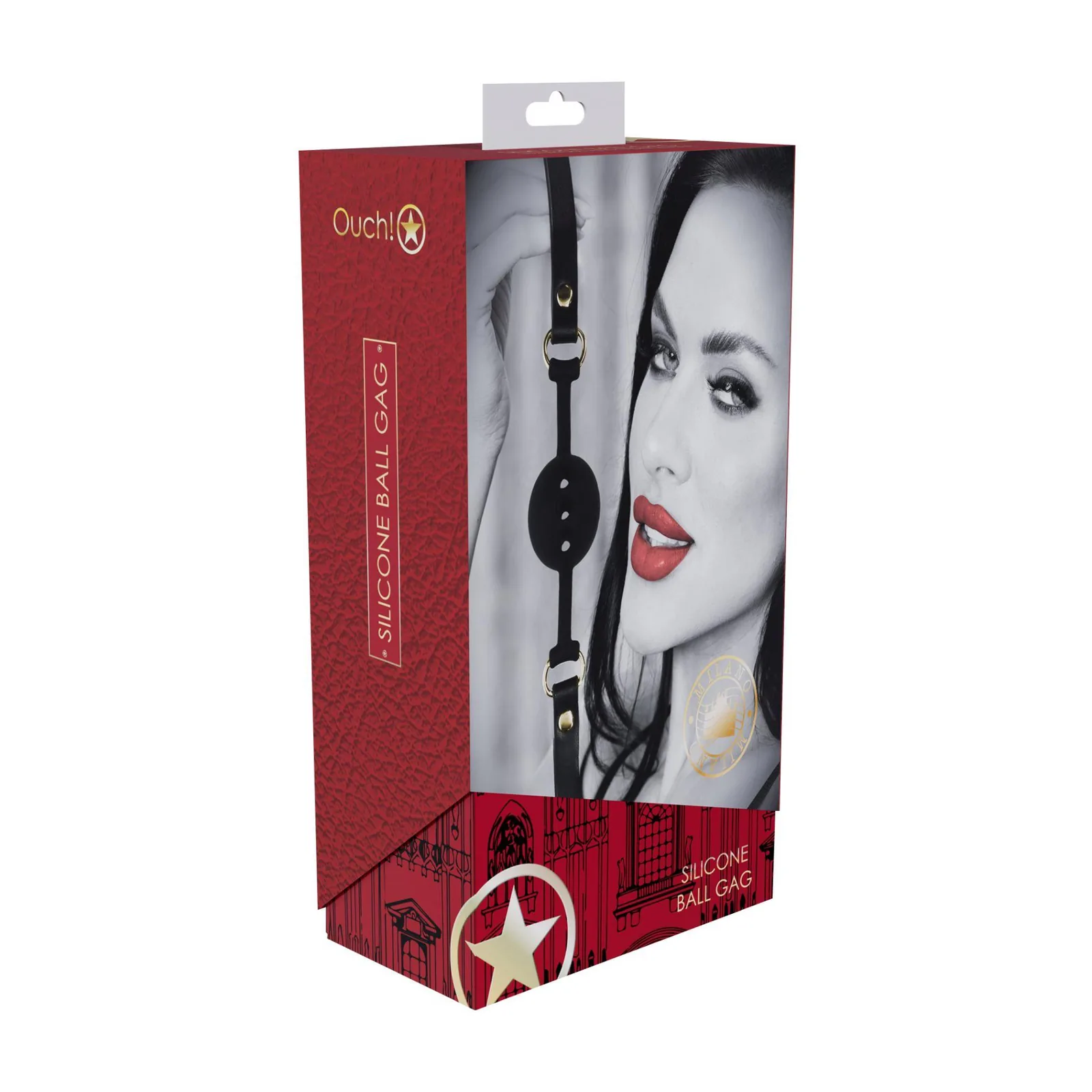Ouch! Milan Collection Silicone Ball Gag Black/Red