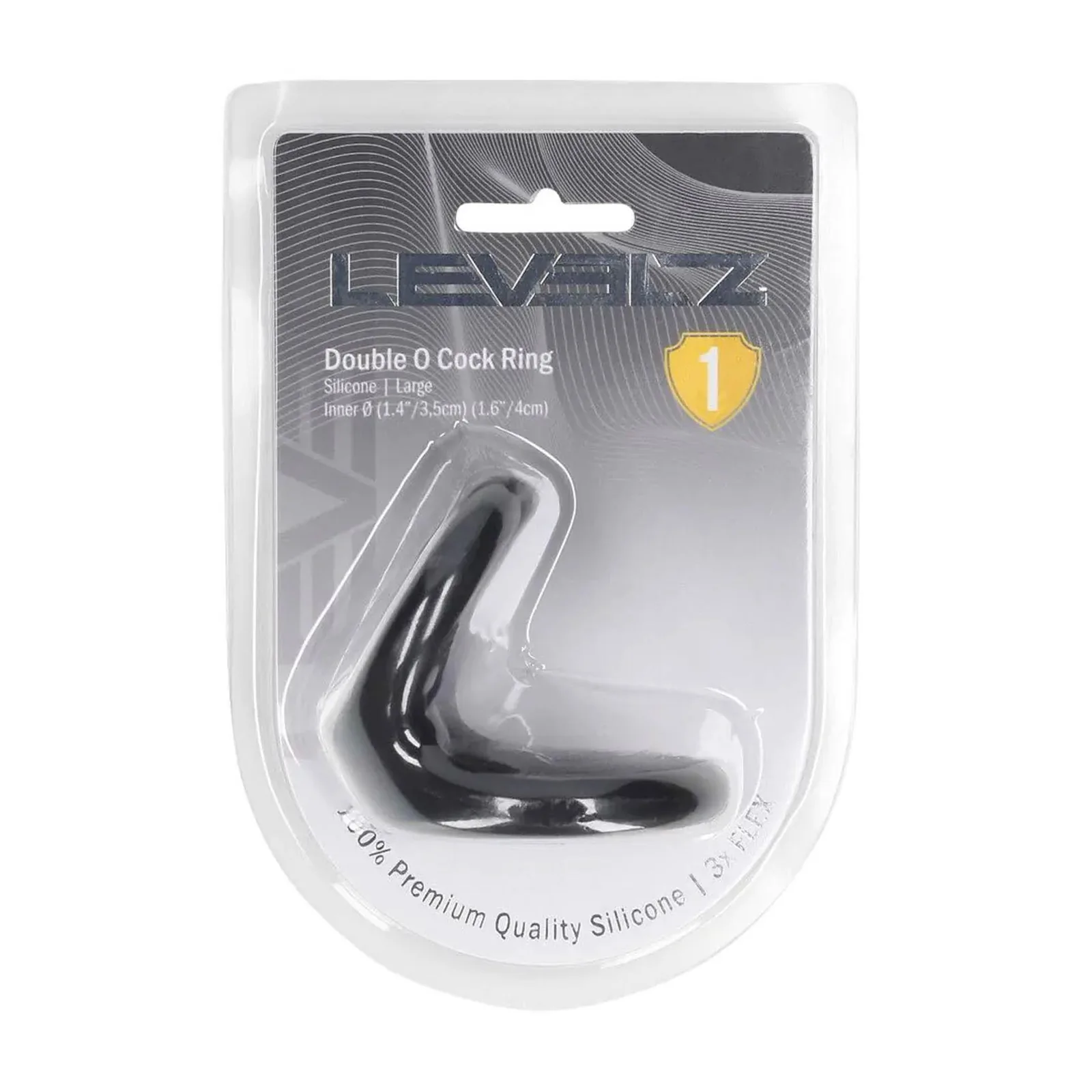 Double O Silicone Cockring - L - Black - Image 2